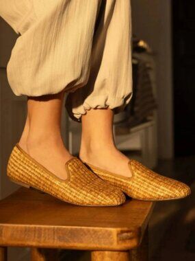 Birdies The Starling Raffia Loafer Flat Sunflower Yellow Size 7
